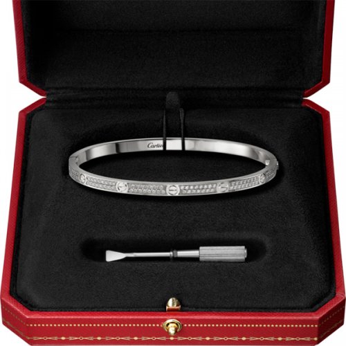 cheap fake Cartier Love Bracelet White Gold SM Set With Brilliant-Cut Diamonds N6710817